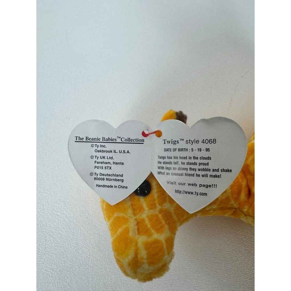 Ty Beanie Baby Twigs the Giraffe‎ 1995 Style 4068 PVC Pellets Original Tags